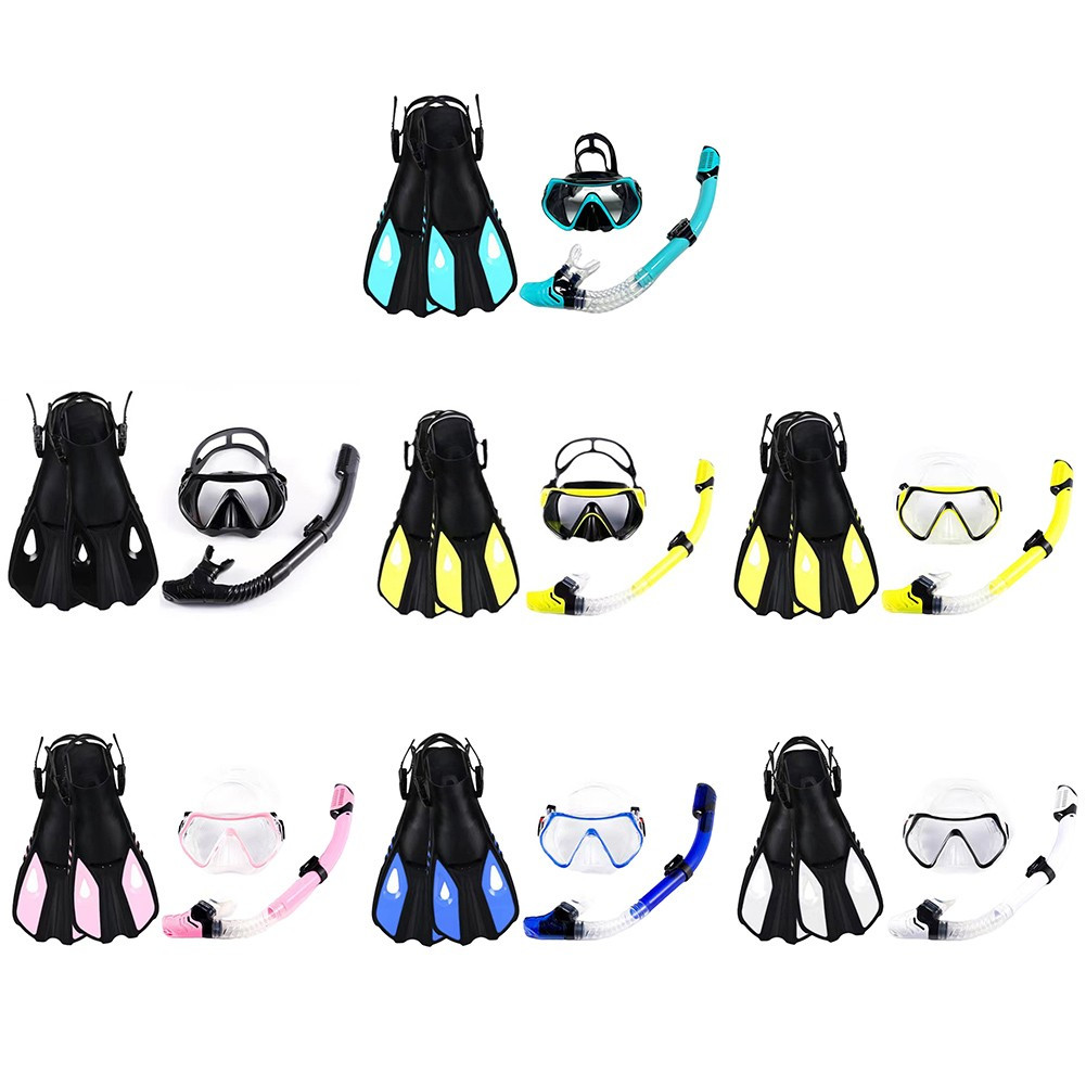 Snorkeling Set: Adjustable Mask, Dry Top Snorkel & Fins for Ultimate Comfort!
