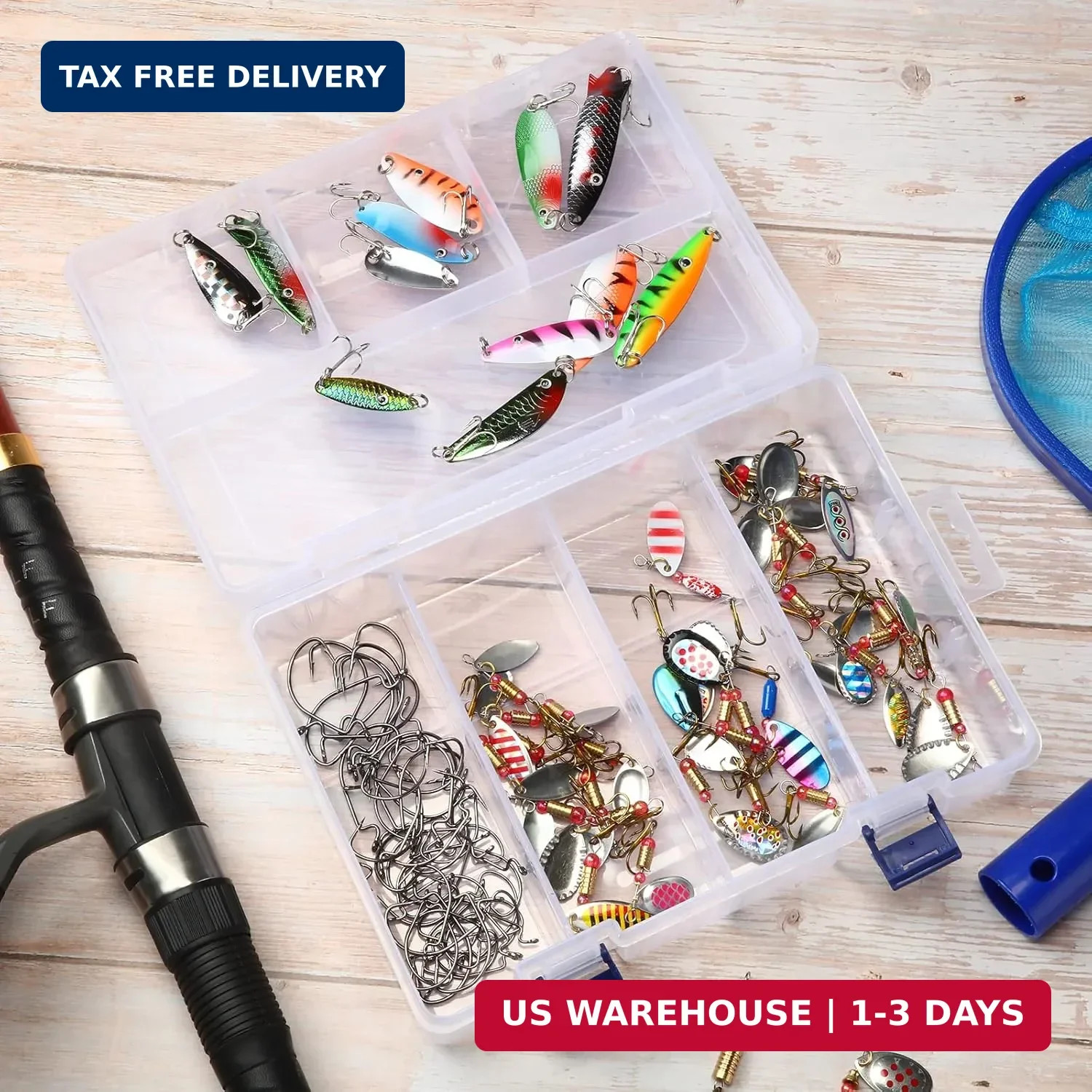Honoson 6 Pack Fishing Tackle Box Organizer Storage Clear Fishing Box with Movab