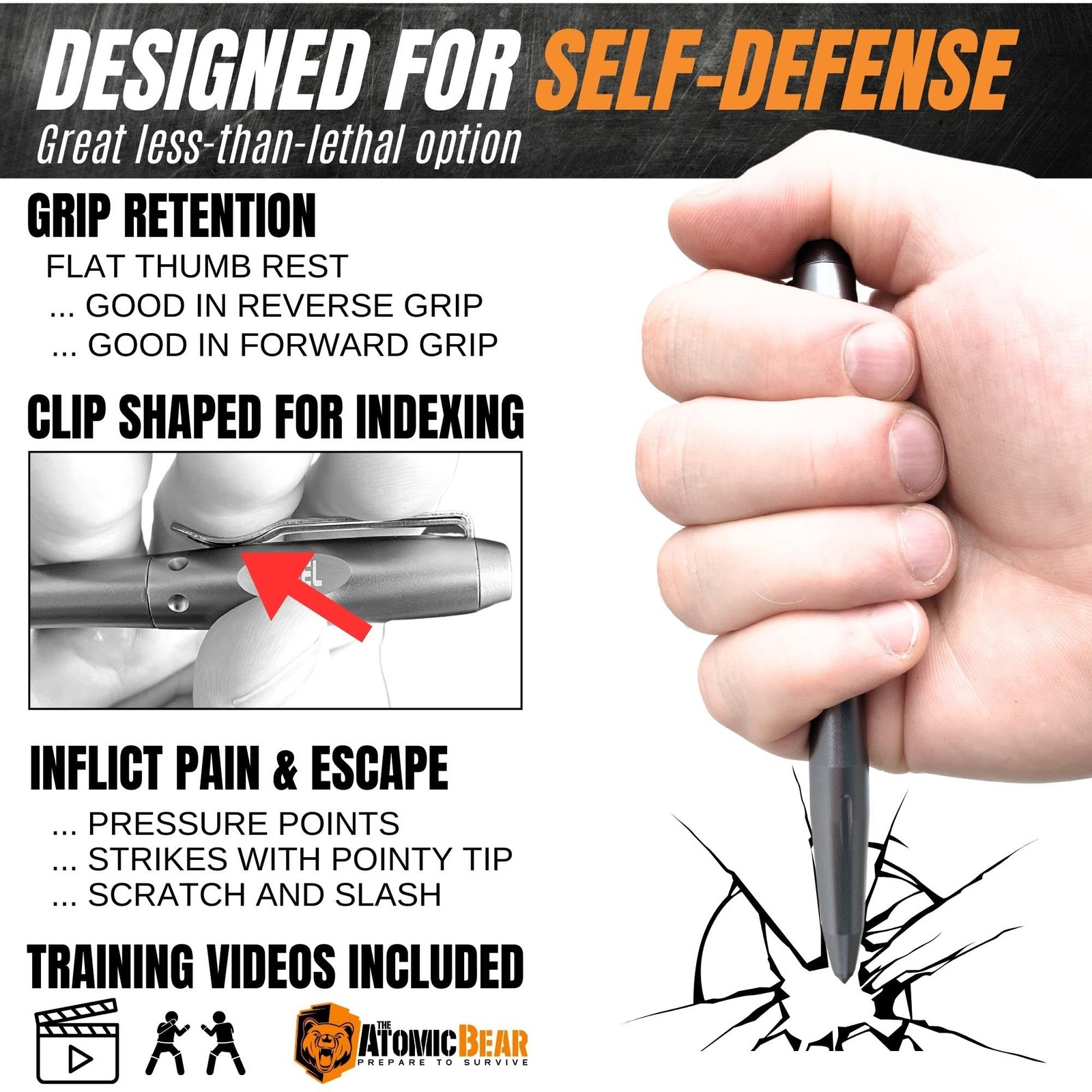 Self Defense Tactical EDC Pen, Car Window Glass 1 Count (Pack of 1),