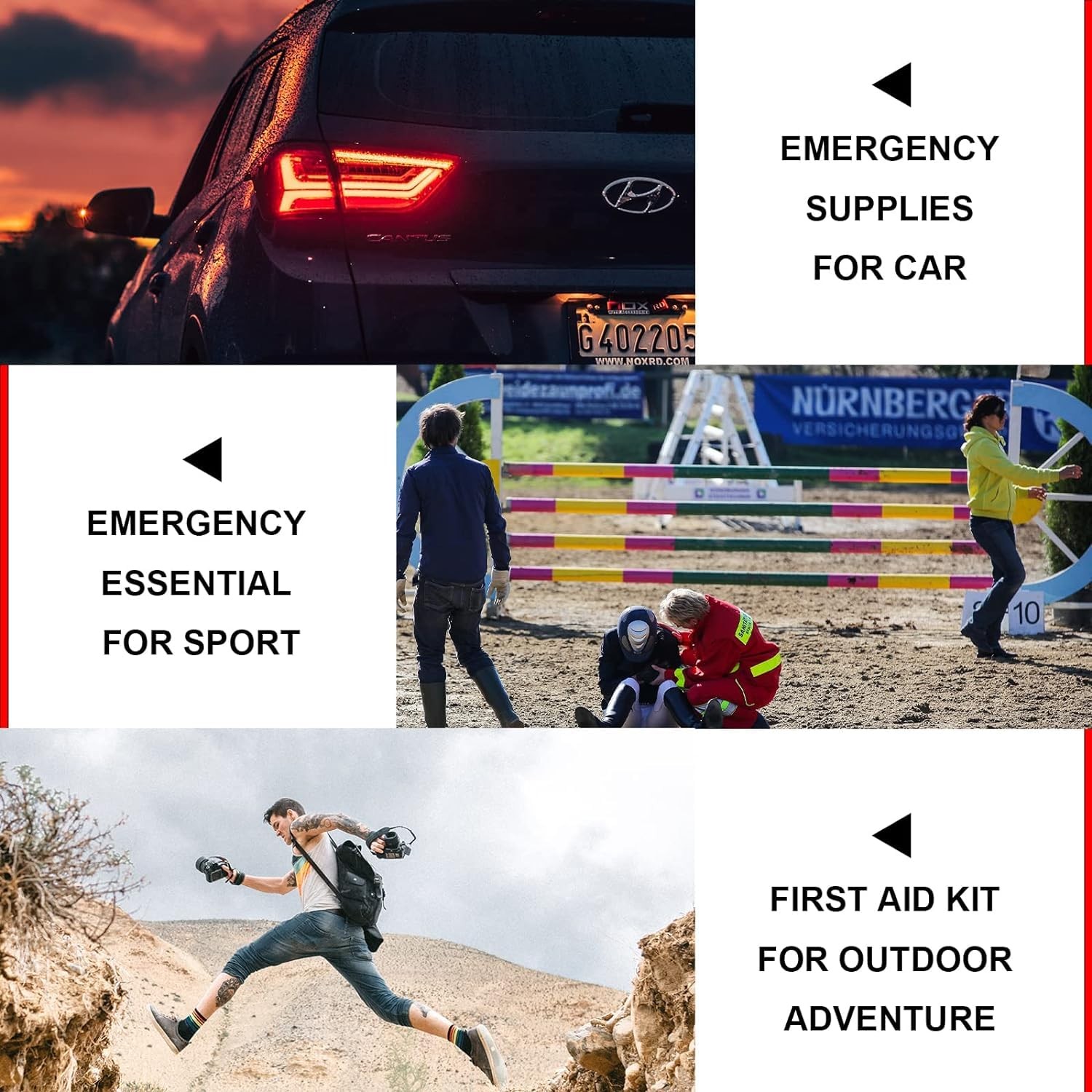 Travel-First Aid-Kit Car-Home 300PCS Survival-Kit Outdoor-Adventure – Red