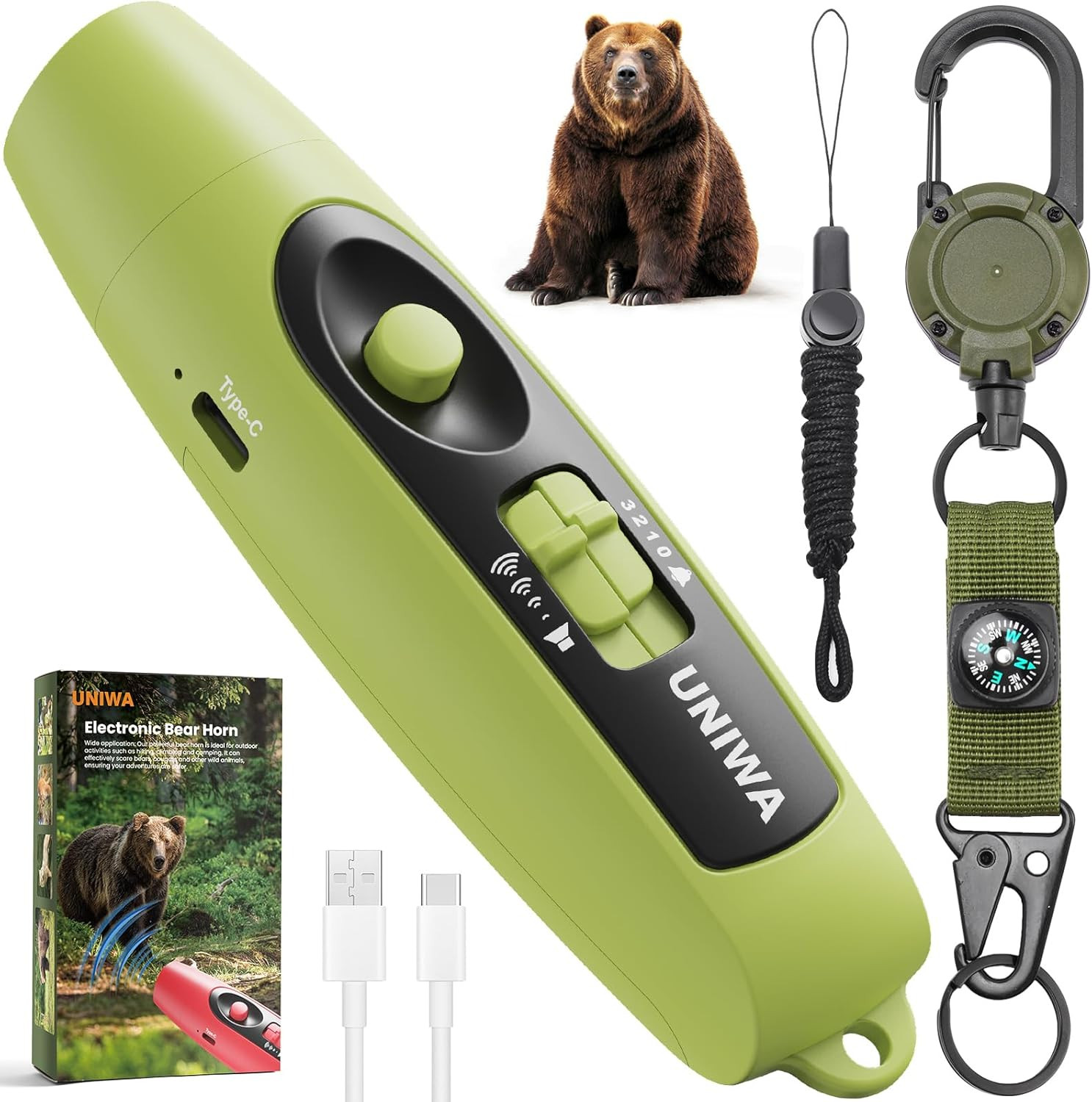 Electronic Air Bear Horn, 120±5 Db Loud Air Horn for Safety Hiking Camping Emerg