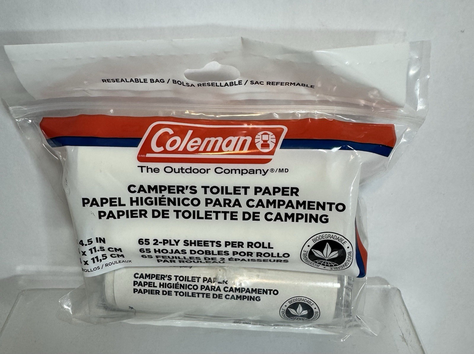 Coleman Camper’s Toilet Paper 65 2-Ply Sheets Per Roll 2 Packs Sealed
