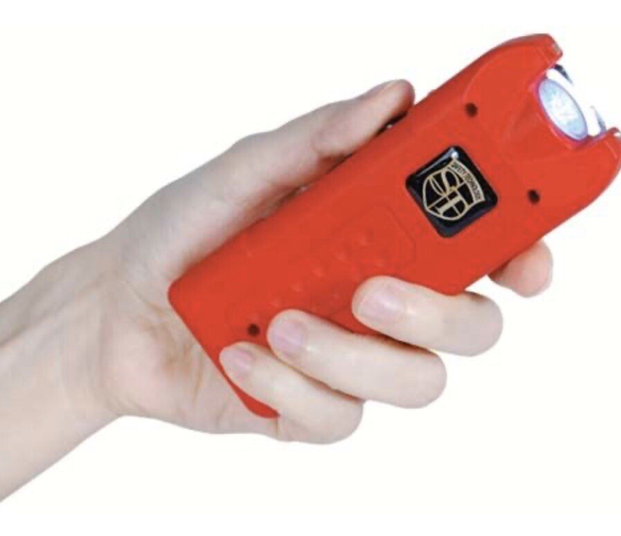 Rechargeable LED Flashlight Electric Shock Stun Gun Women Self Defense SIREN RED