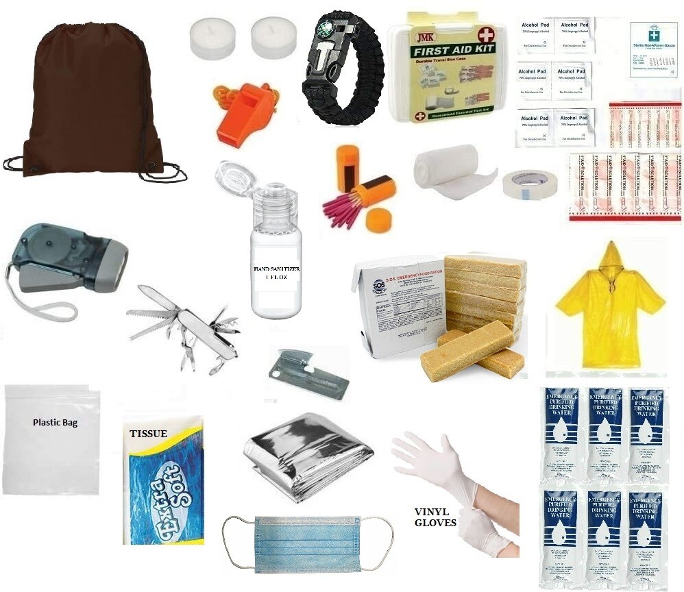 3 Day Emergency Zombie Survival Kit Food Water Pack Bag Go Sack 72 Hour Brown