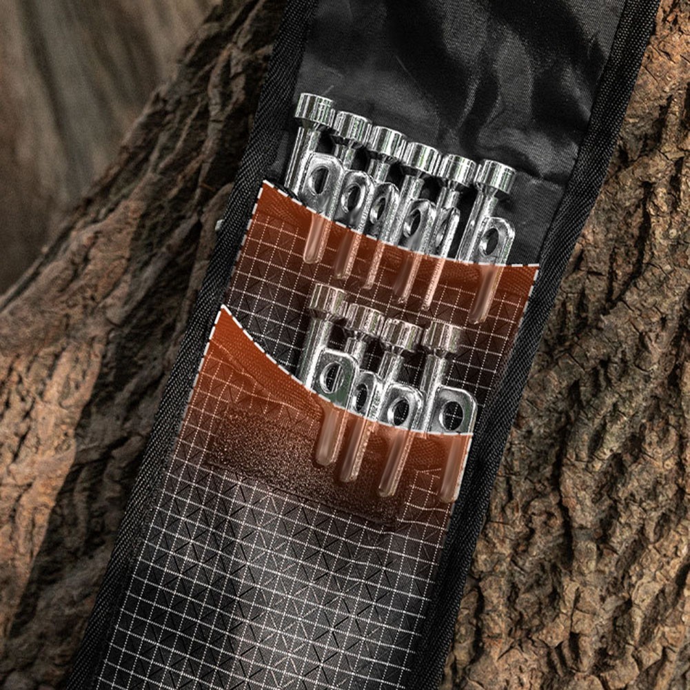 Tent Nail Storage Bag for Outdoor Use Featuring Integrated Hammer Compartment