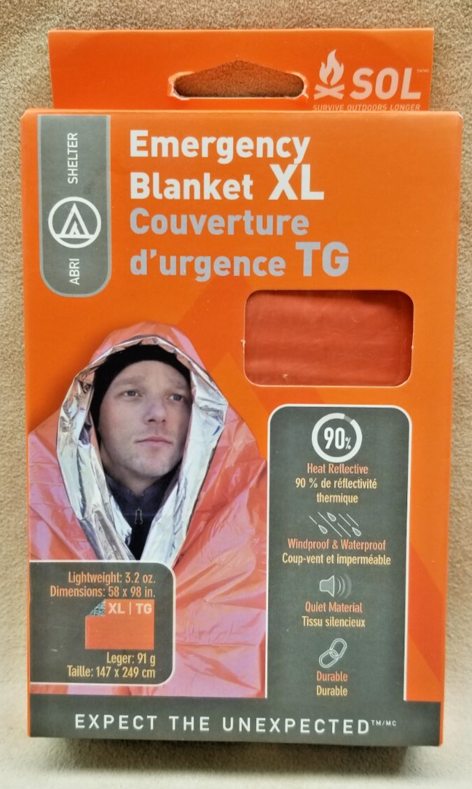 SOL Heat Sheet Survival Thermal Emergency Blanket XL 2 Person Quiet and Warm!