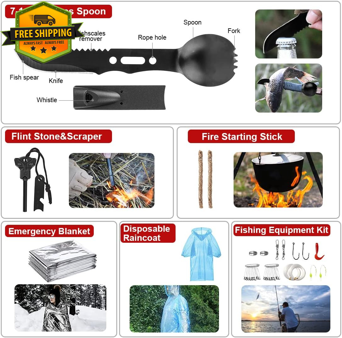 Survival Kit 251PCS First Aid Gear Molle Bag Emergency Outdoor Hiking