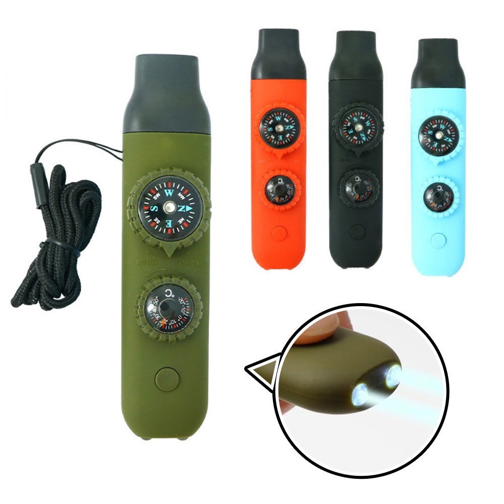 Hiking Navigation Tool Built-in Whistle LED Navigation Light Thermometer