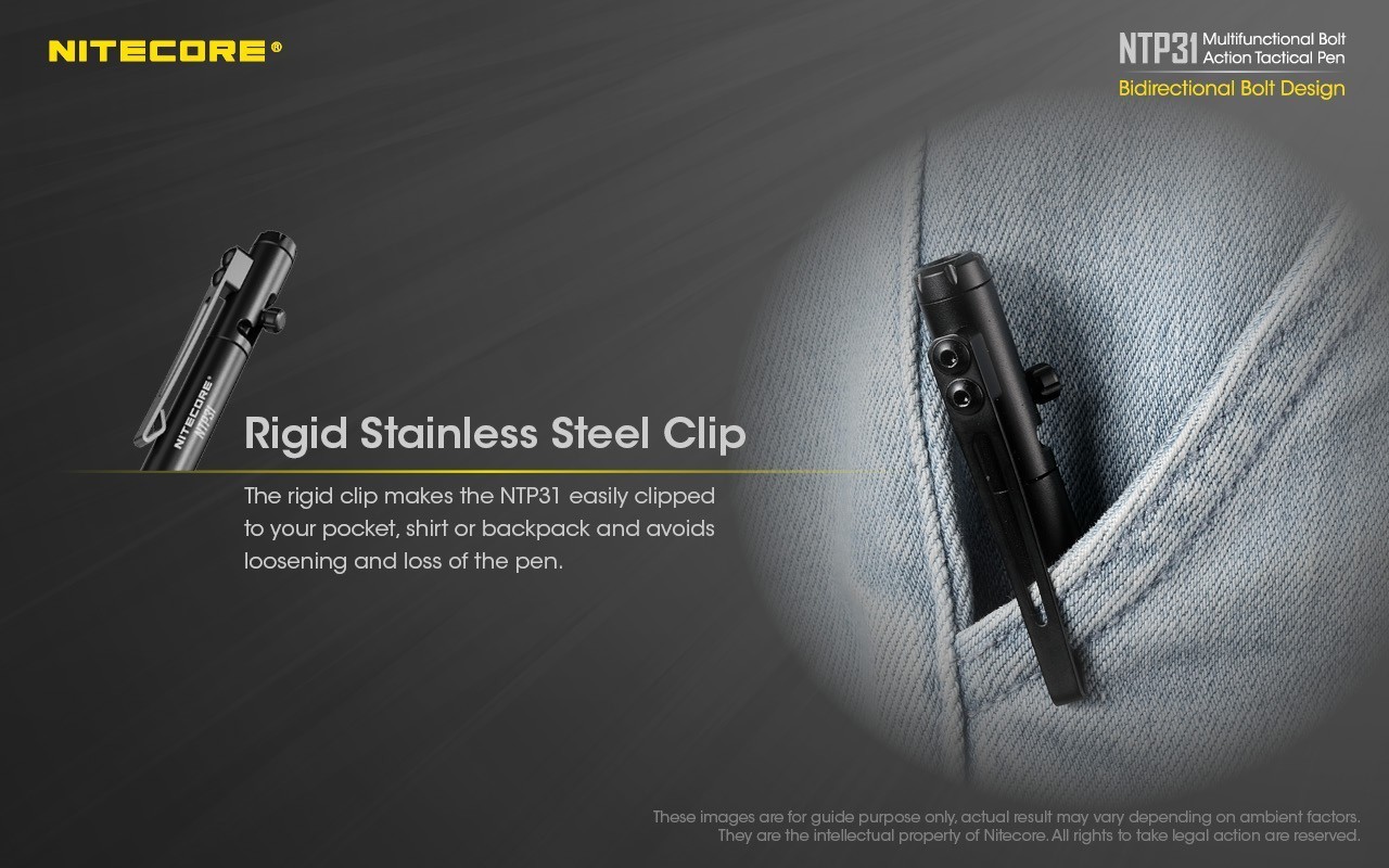 NITECORE NTP31 Bolt Action Aluminum Alloy Tactical Pen W/ Tungsten Glass Breaker