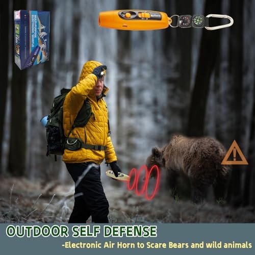 Rechargeable Bear Horn to Scare Bears, 125dB Electronic Air Horn with Orange