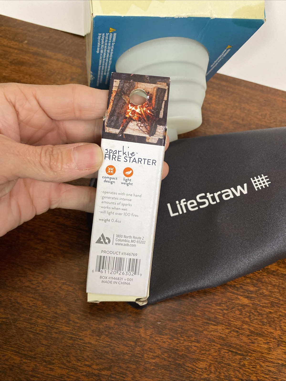 Camping Kit LifeStraw Squeeze Bottle, UST rechargeable Lantern, Fire Starter