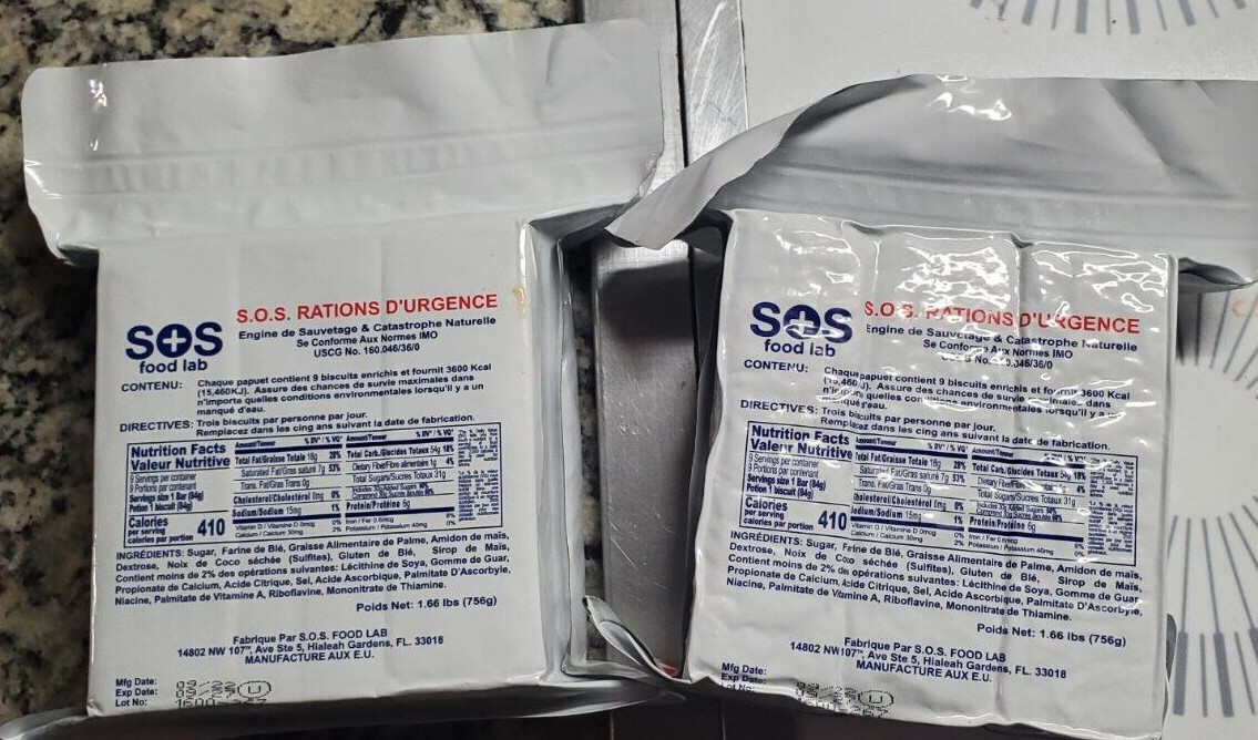 (2) SOS Rations EMERGENCY Disaster 3600 Calorie Food Bar Survival 3 Day Cinnamon