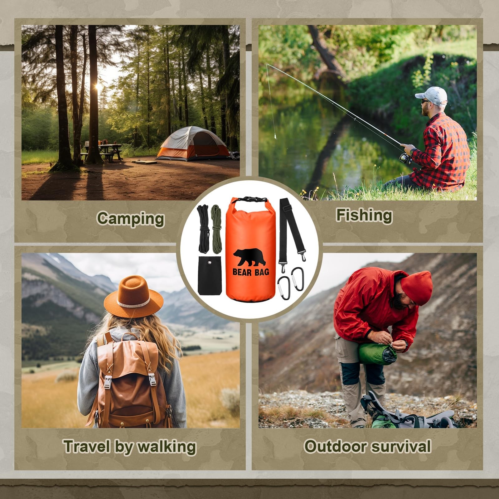 Ultralight Bear Food Bag for Camping Waterproof System with Ropes & Hooks