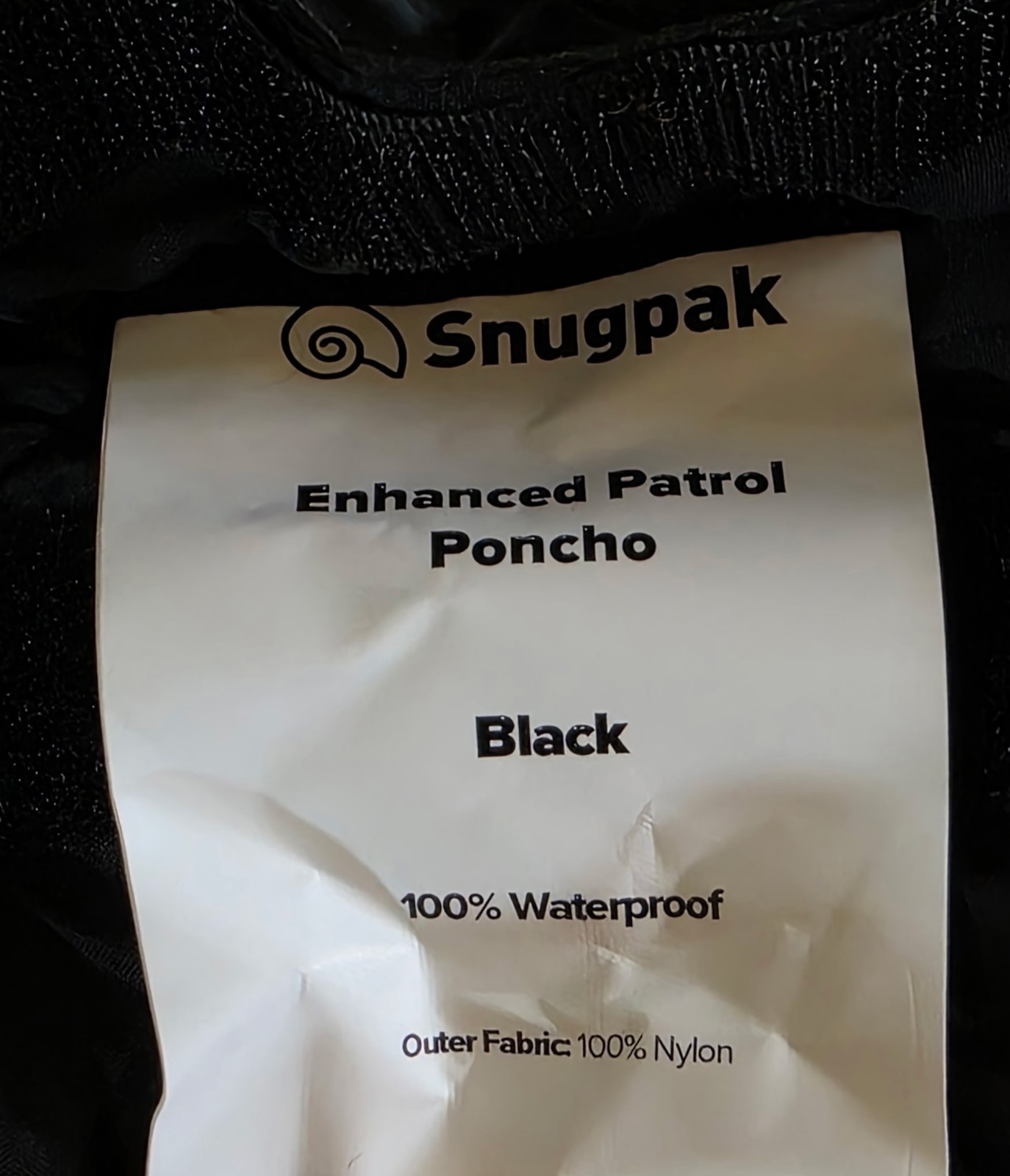Snugpak Apparel 92295 Patrol Poncho Black
