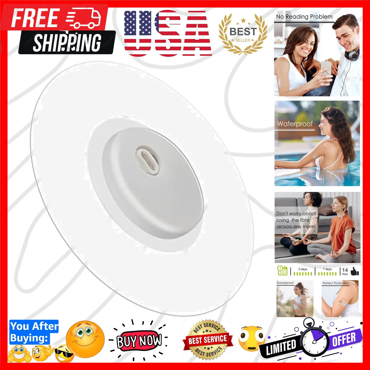 45Pack Libre 3 Sensor Covers Waterproof Freestyle Adhesive Patches Libre 3 Hy…