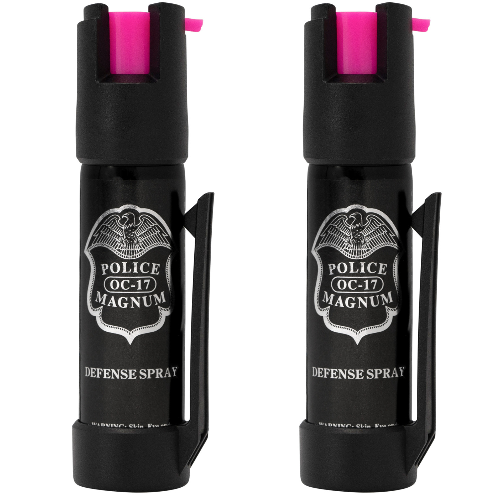Police Magnum pepper spray self defense safety tool 2 pack 3/4oz BOTTOM CLIP