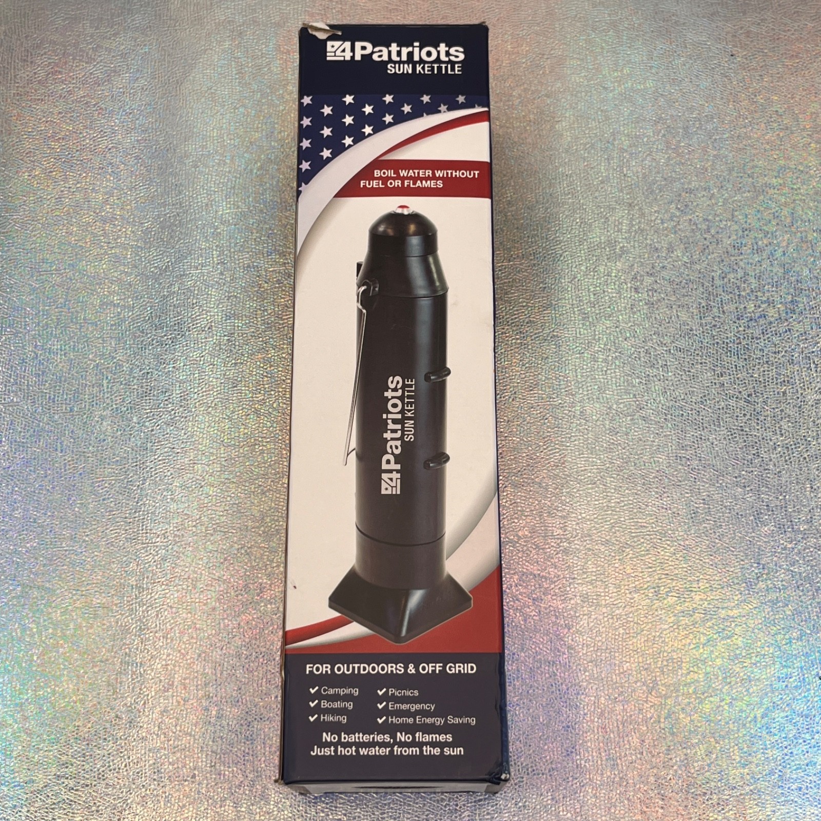 4 Patriots Sun Kettle Solar Water Heater 16.9 Oz Off Grid Camping Survival Gear