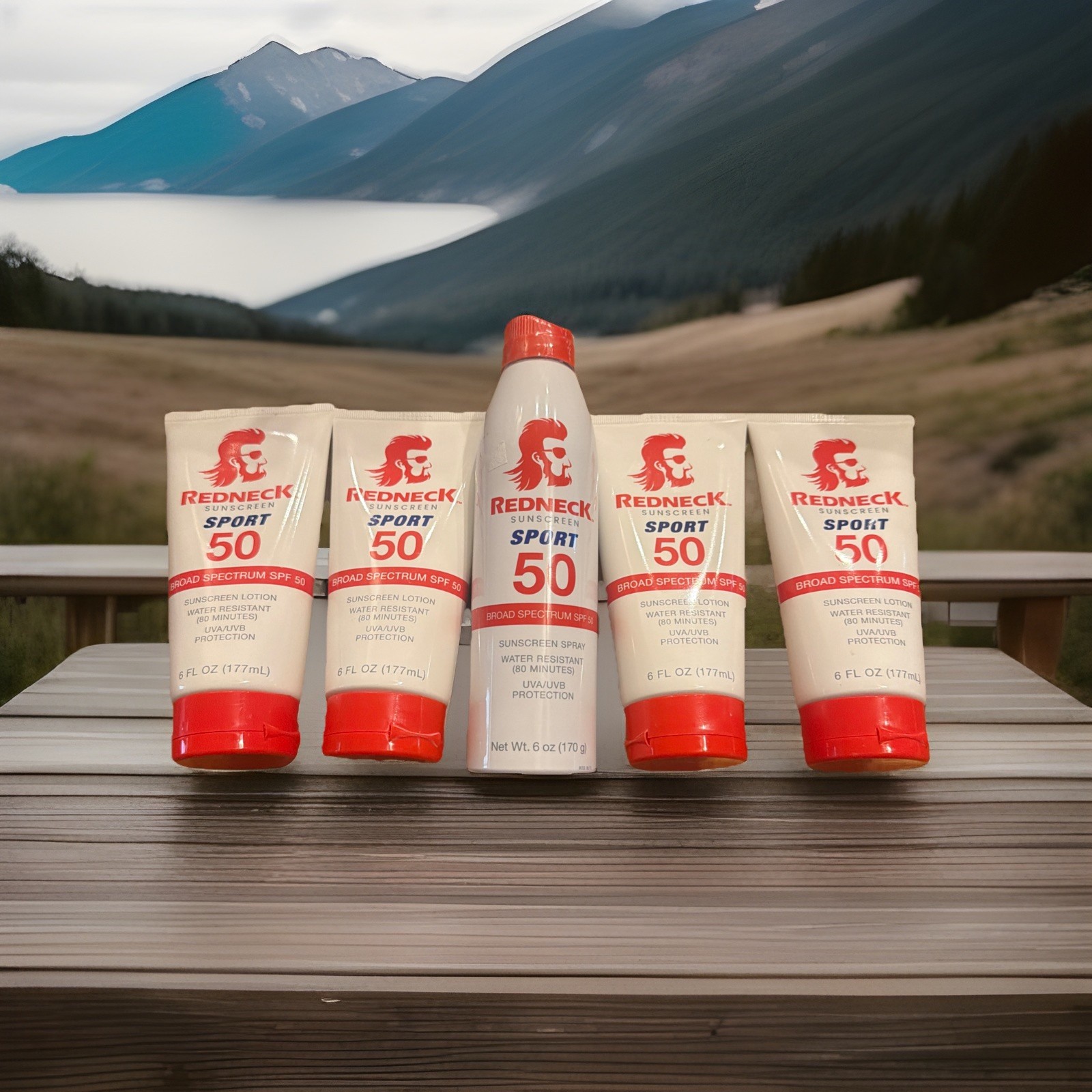 5-PACK lot Redneck Sunscreen Sport SPF 50 Water Resistant 6OZ LOTION & SPRAY