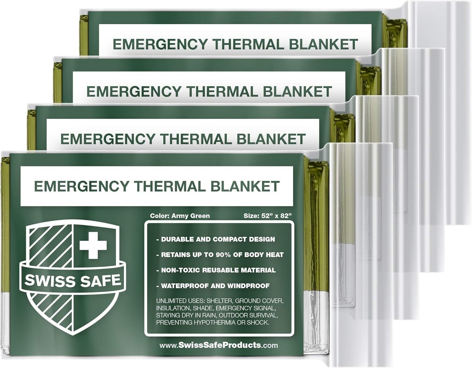 4 Mylar Emergency Blankets – Lightweight, Waterproof for Outdoor Safety