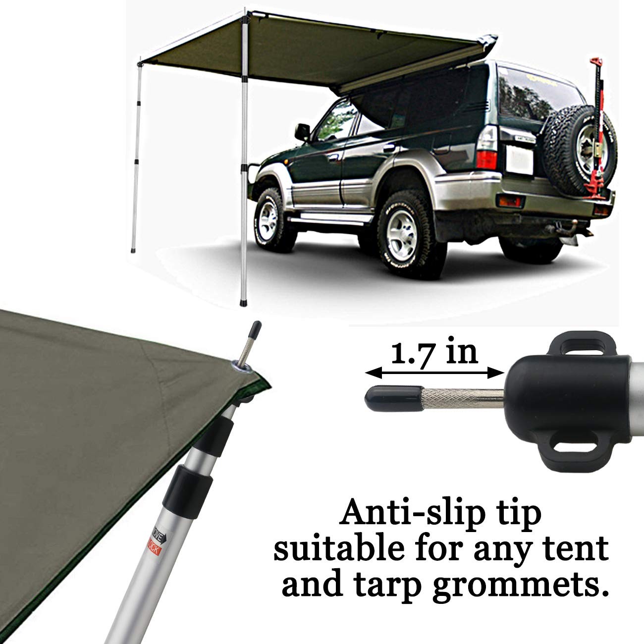 Sunnyglade 2 Pcs Adjustable Tarp Poles, Silver 43.5 inches x [width],