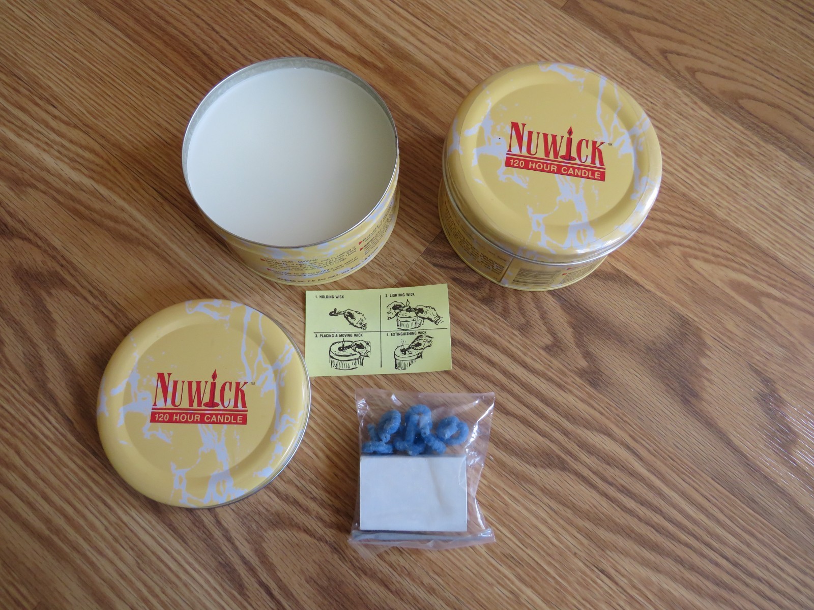 Lot of 2 – NuWick 120 Hour Emergency Candle Survival Kits in Tin, Wicks, Matches