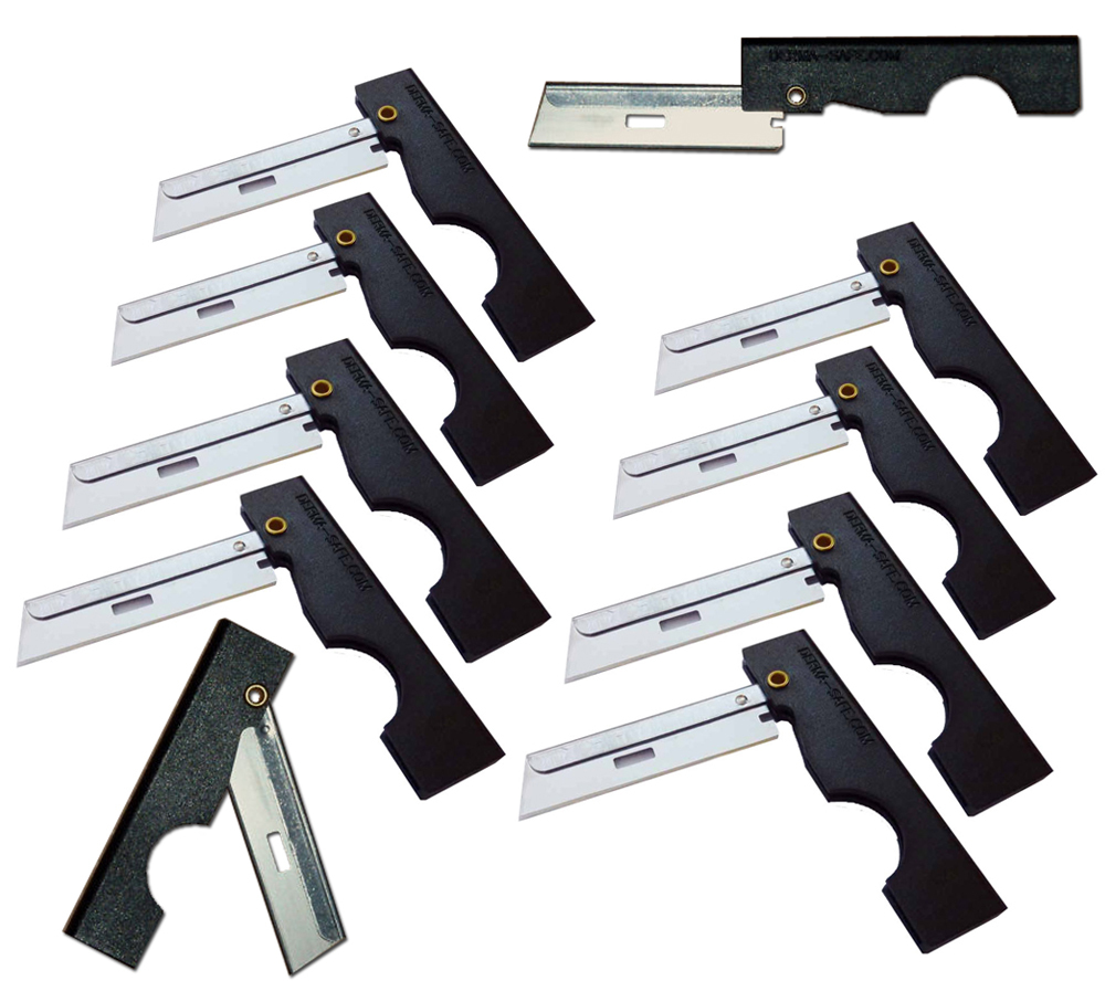 Derma Safe Folding Razor Knife 10 pack Black for SERE Survival Tool Kit Blade