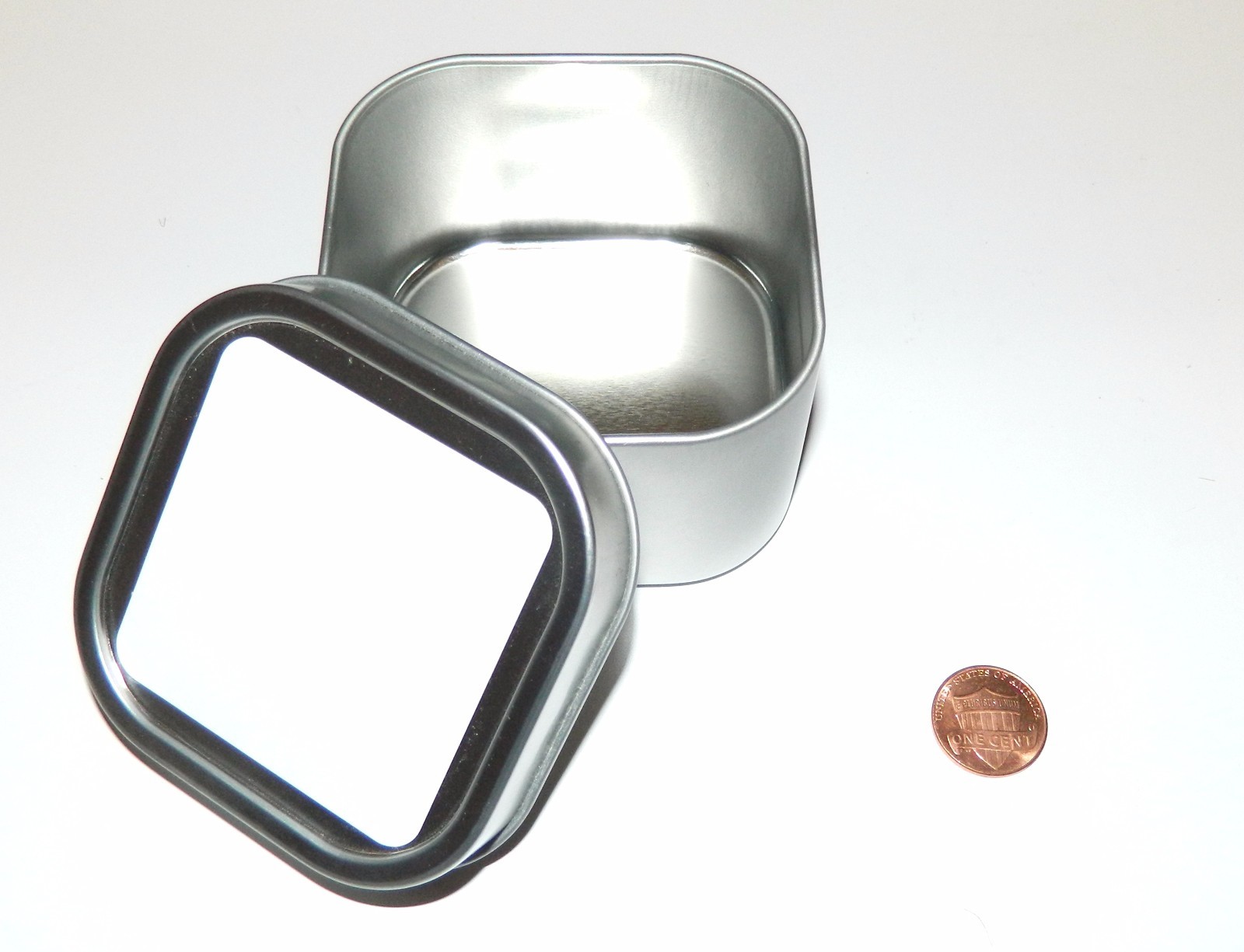 8-oz Square Blank White Label Slip On Lid Metal Tin Can Container Box Crafts Use