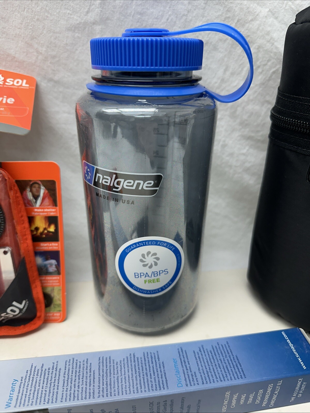 SOL Scout, Lighter, Mini Maglite Outdoor Research Nalgene Filter Survival Kit