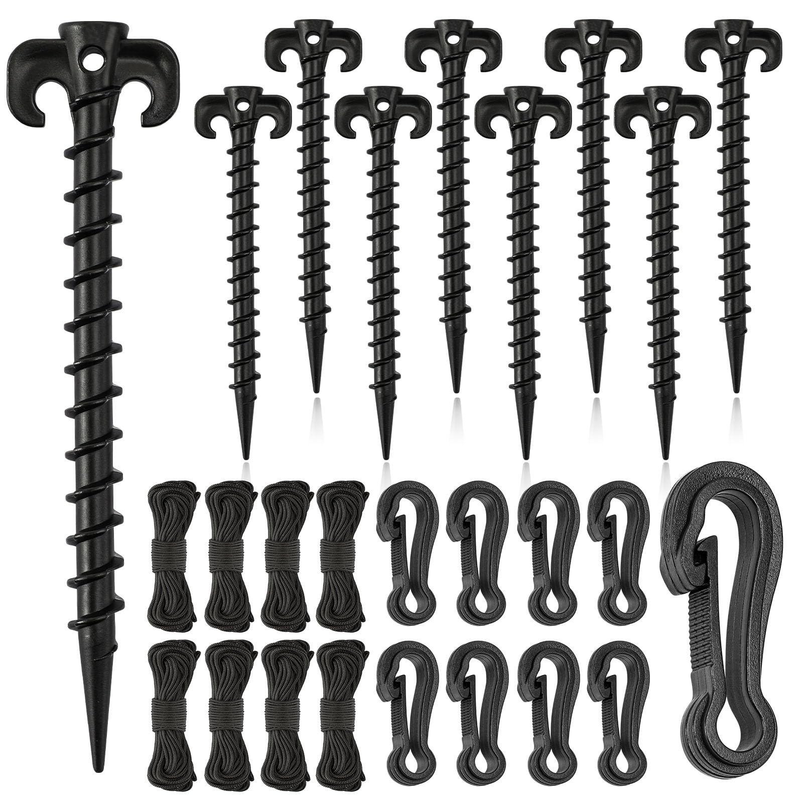 AUGSUN 27 Pieces Plastic Inflatable Stakes Set, Include Tent Stakes, Black