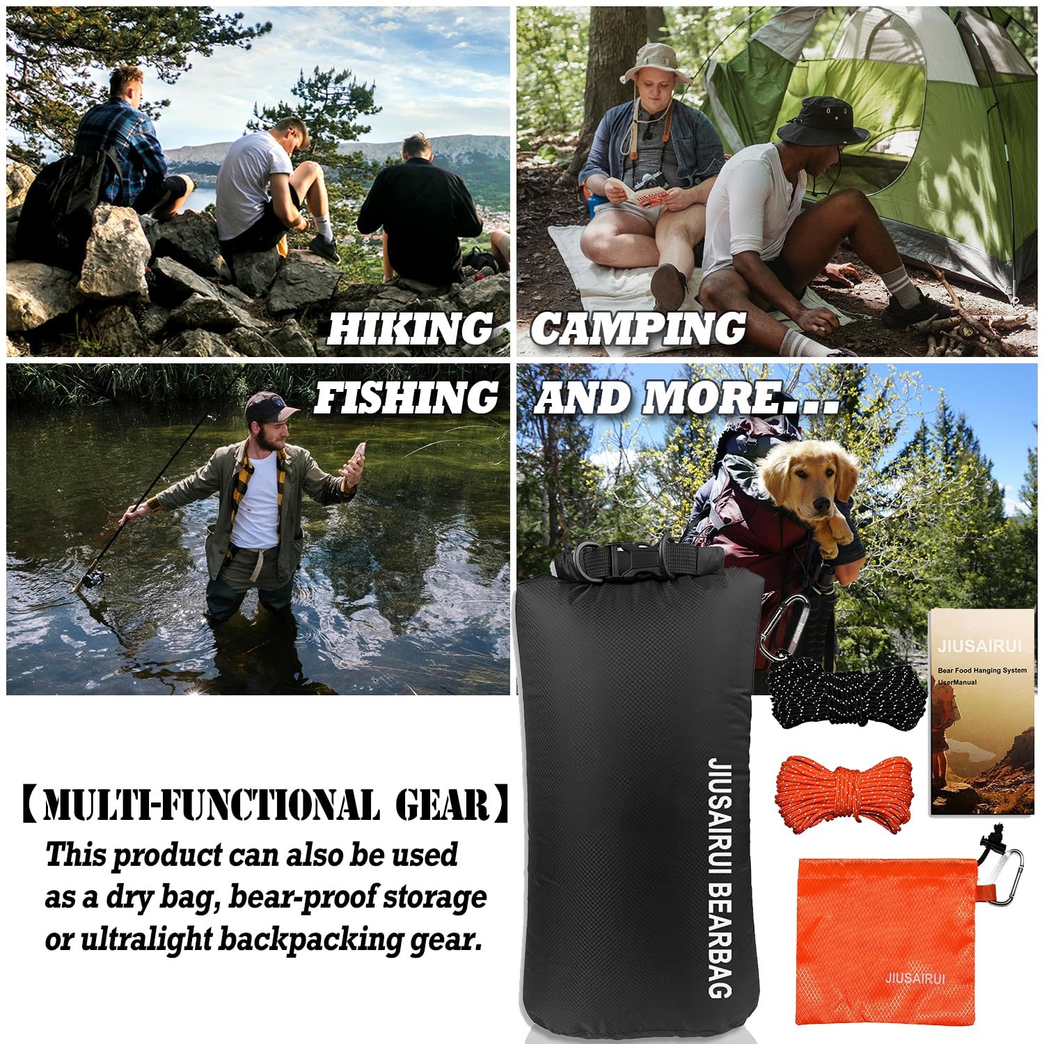 7.8Oz Ultralight Bear Bag Hanging Kit: 30D Waterproof Bear Proof Food Storage fo
