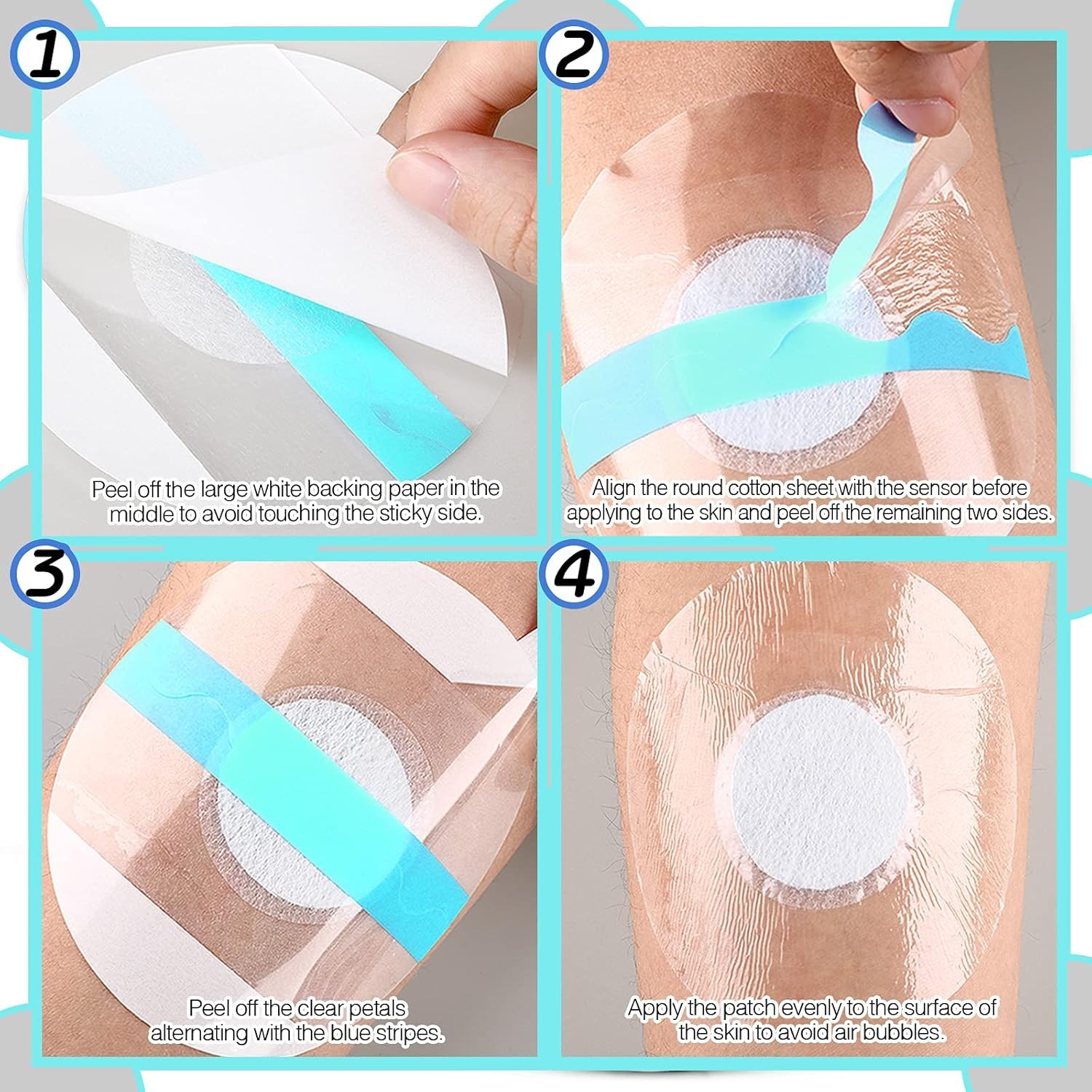 Freestyle Libre Sensor 48 Pack Covers Waterproof 2 Adhesive Patches Transparent