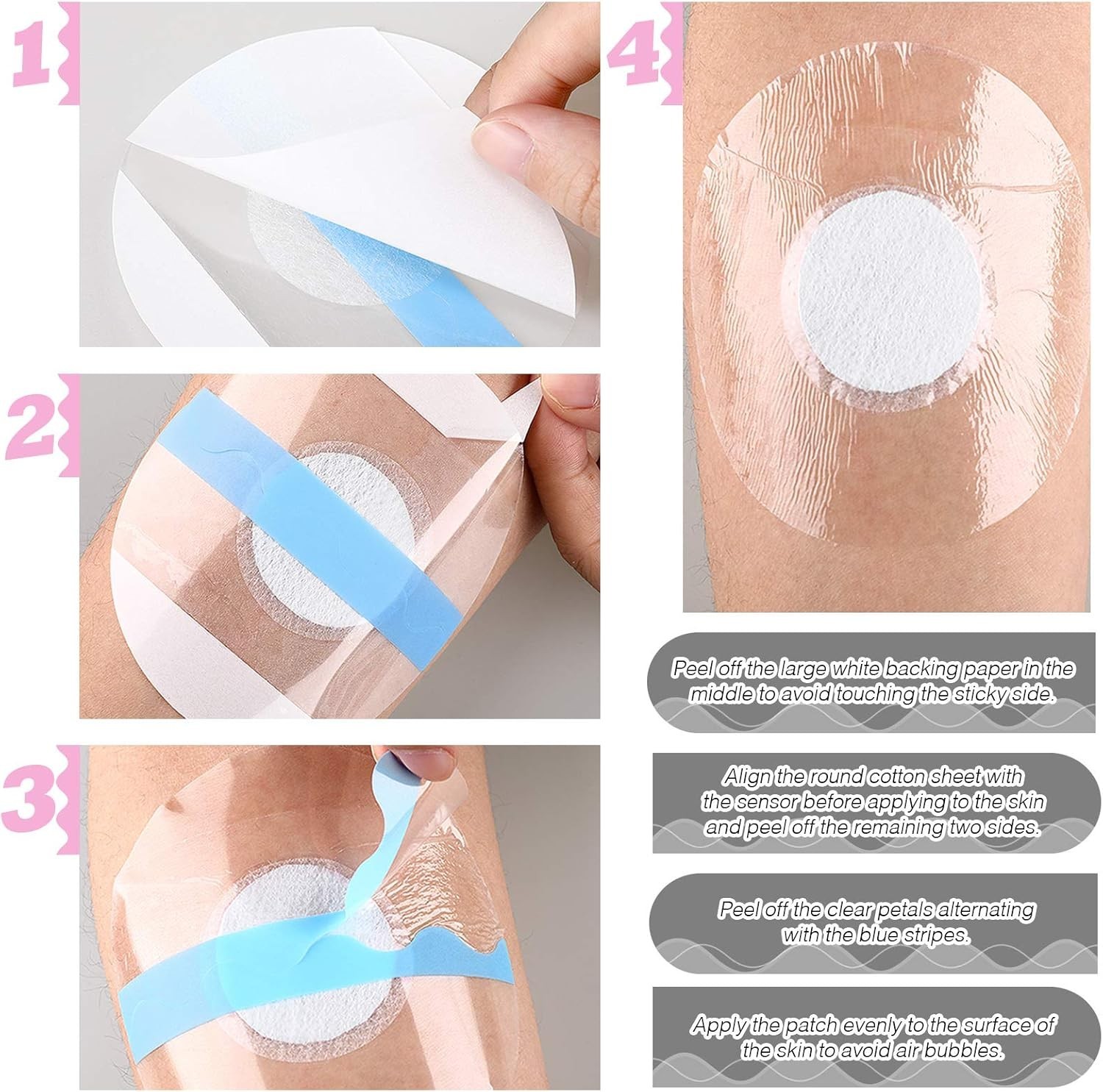 60 Pack Freestyle Sensor Covers for Libre 2/3,Waterproof Sensor Patches,Adhesive