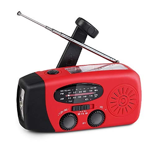 Portable Solar Emergency Weather Radio Hand Crank AM/FM NOAA Survival Radio Red