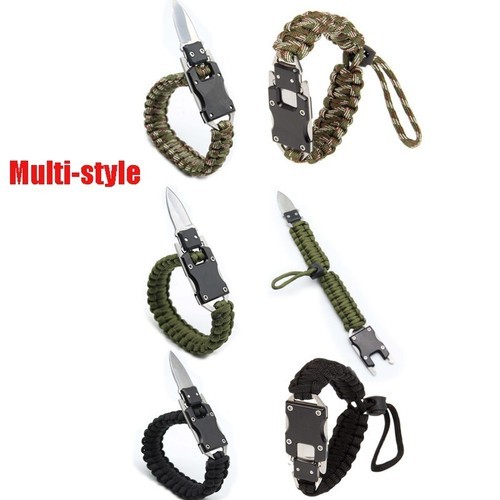 2PCS Camouflage Green Parachute Rope Choker Multifunctional For Outdoor Camping