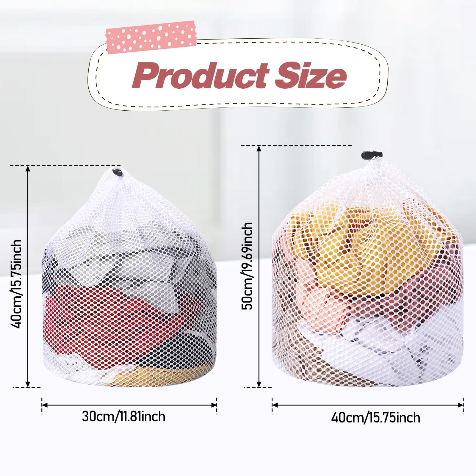 2pcs Mesh Laundry Bags for 11.81 inches x 15.75 (two sizes), 2 Pcs