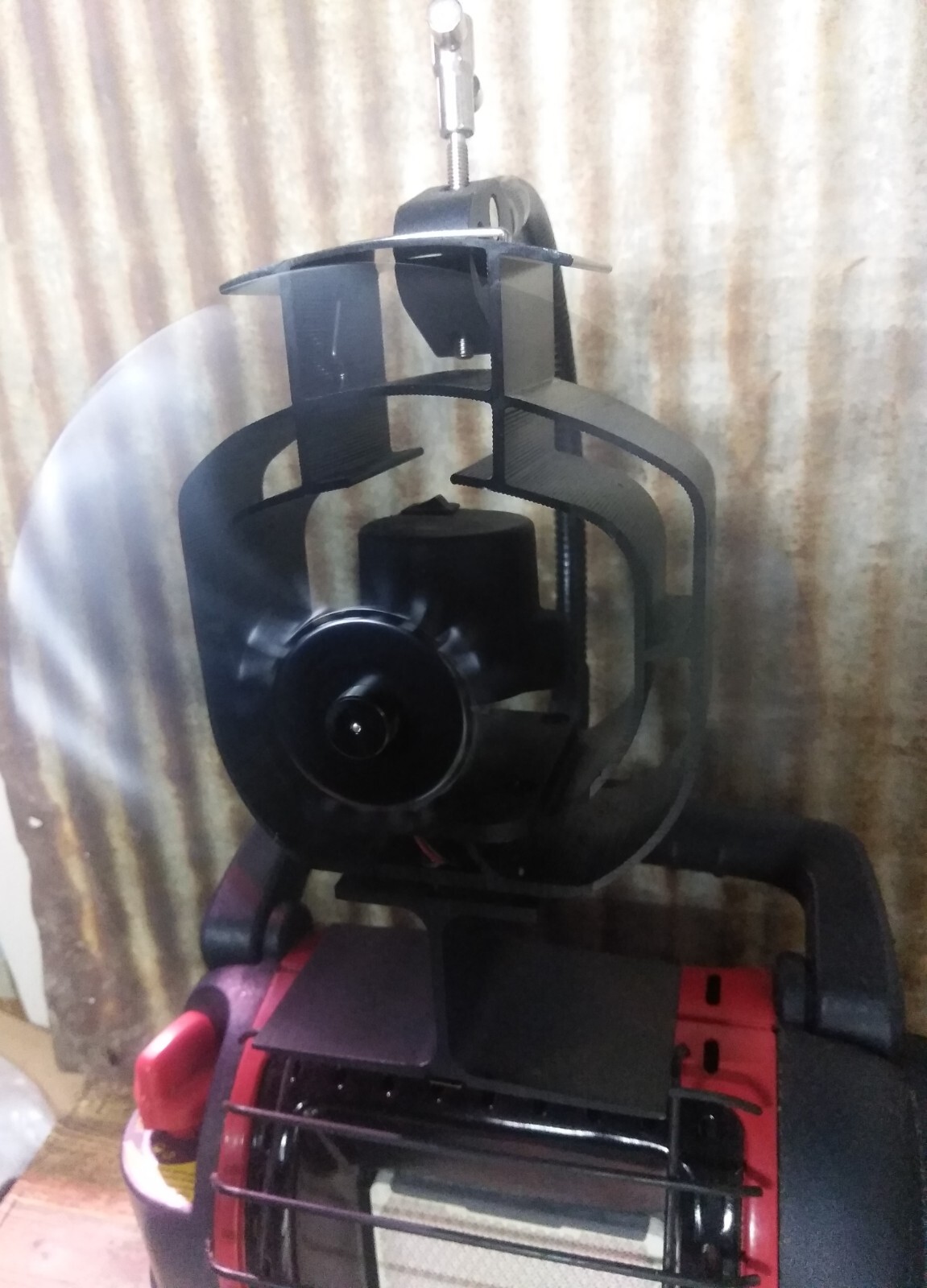 Mr. Heater “Buddy” Single Tank Wood Stove, Heat Powered Fan Mount. Custom Built.