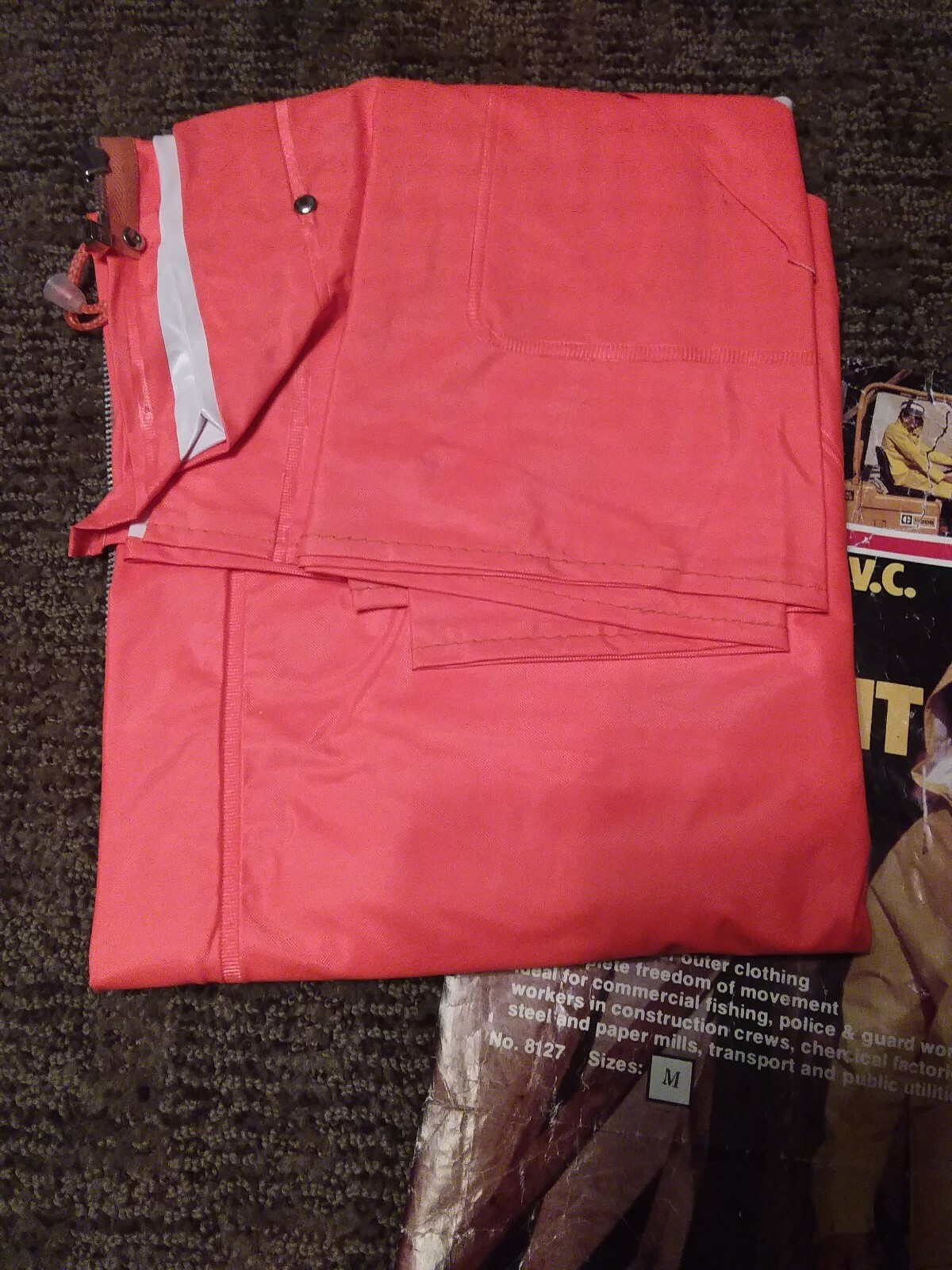 NOS Weather-Rite Fabric / PVC Coated 2 Pc + Hood Heavy Duty Rainsuit, Size M