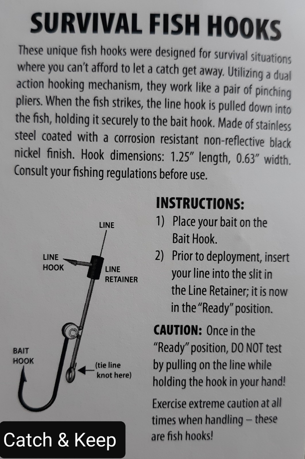 Survival ‘Catch and Keep’ two contact point fish hook