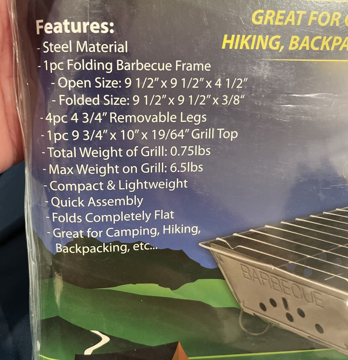 Emergency/Survival: Portable Folding Grill, Lightweight & Flat Fold Design NIP