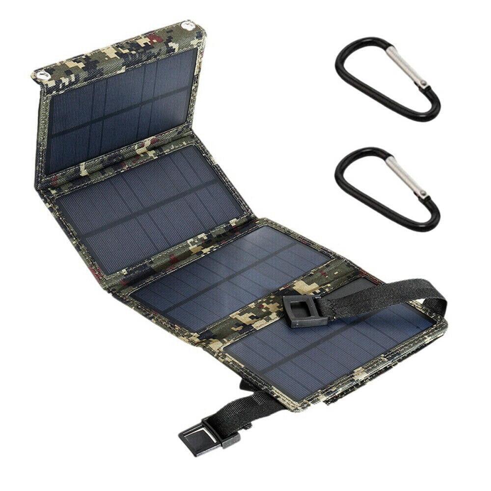 Folding 80W USB Solar Panel Power Bank Outdoor Camping Hiking Phone Charger US