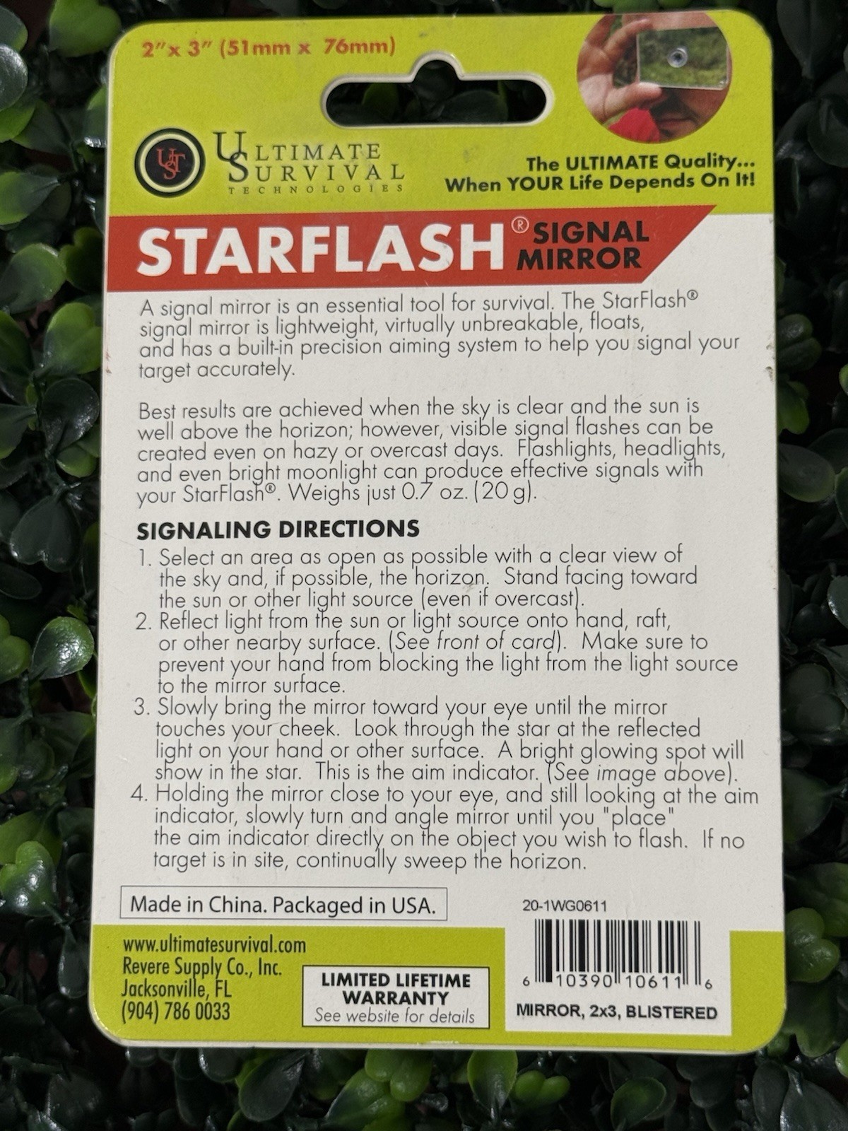 UST Starflash Micro Signal Mirror with Targeting Star Lightweight Compact