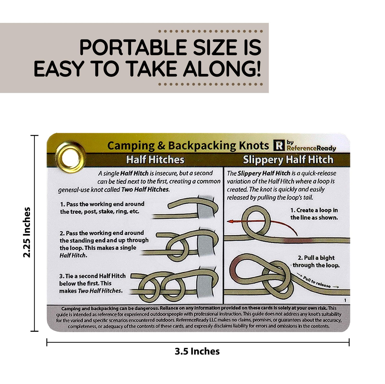 ReferenceReady Outdoor Knots Pocket Guide – Waterproof Sized, Brown