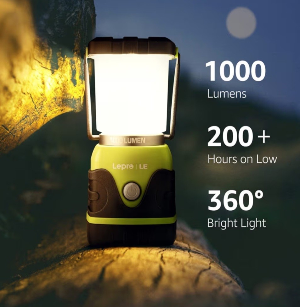 LEPRO 1000 LUMEN LED CAMPING LANTERN EMERGENCY & SURVIVAL LIGHT NEW REG BATTERIE