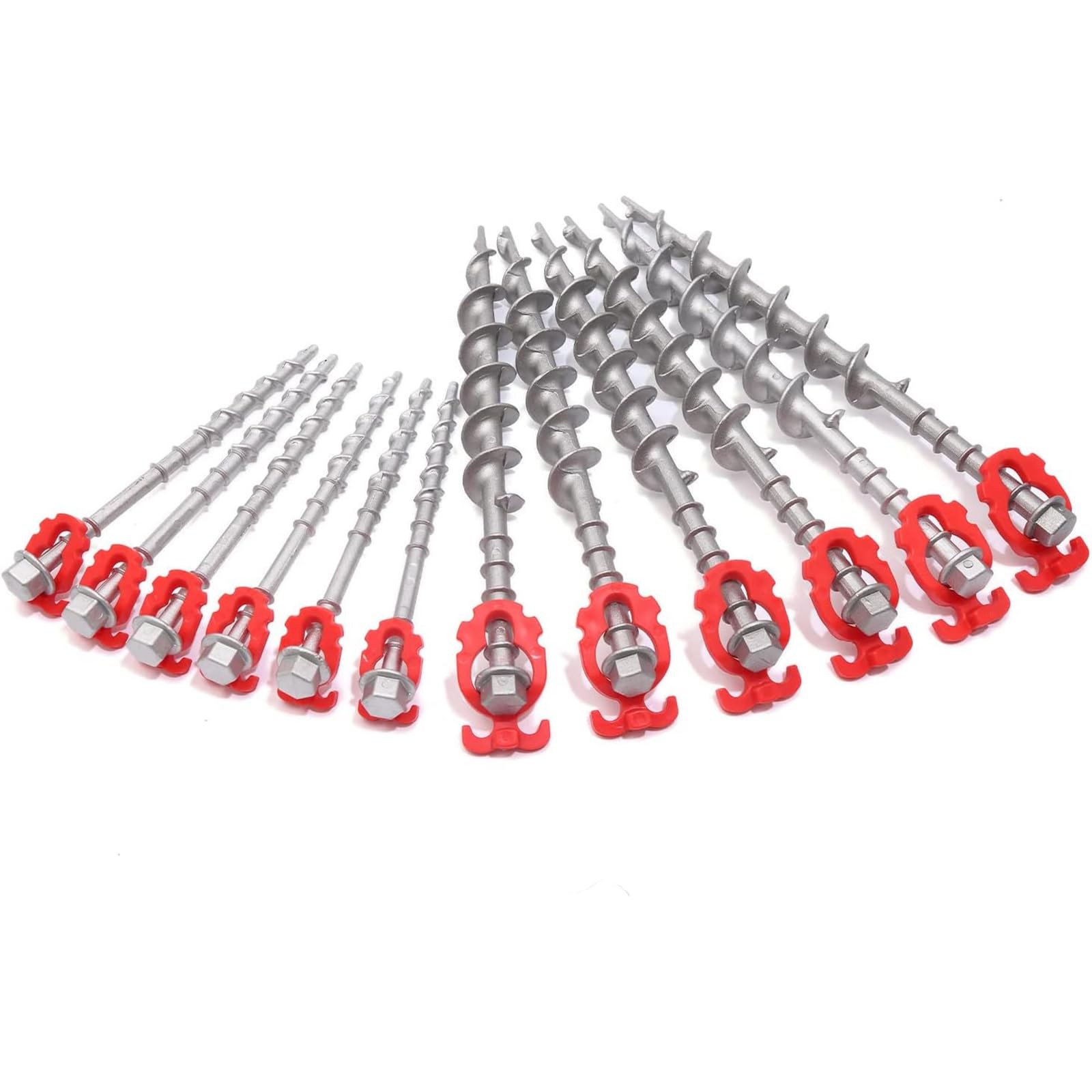 12 Pcs Aluminum Ground Anchors Non Rust Cast Silver Red Tie Down Stakes Set