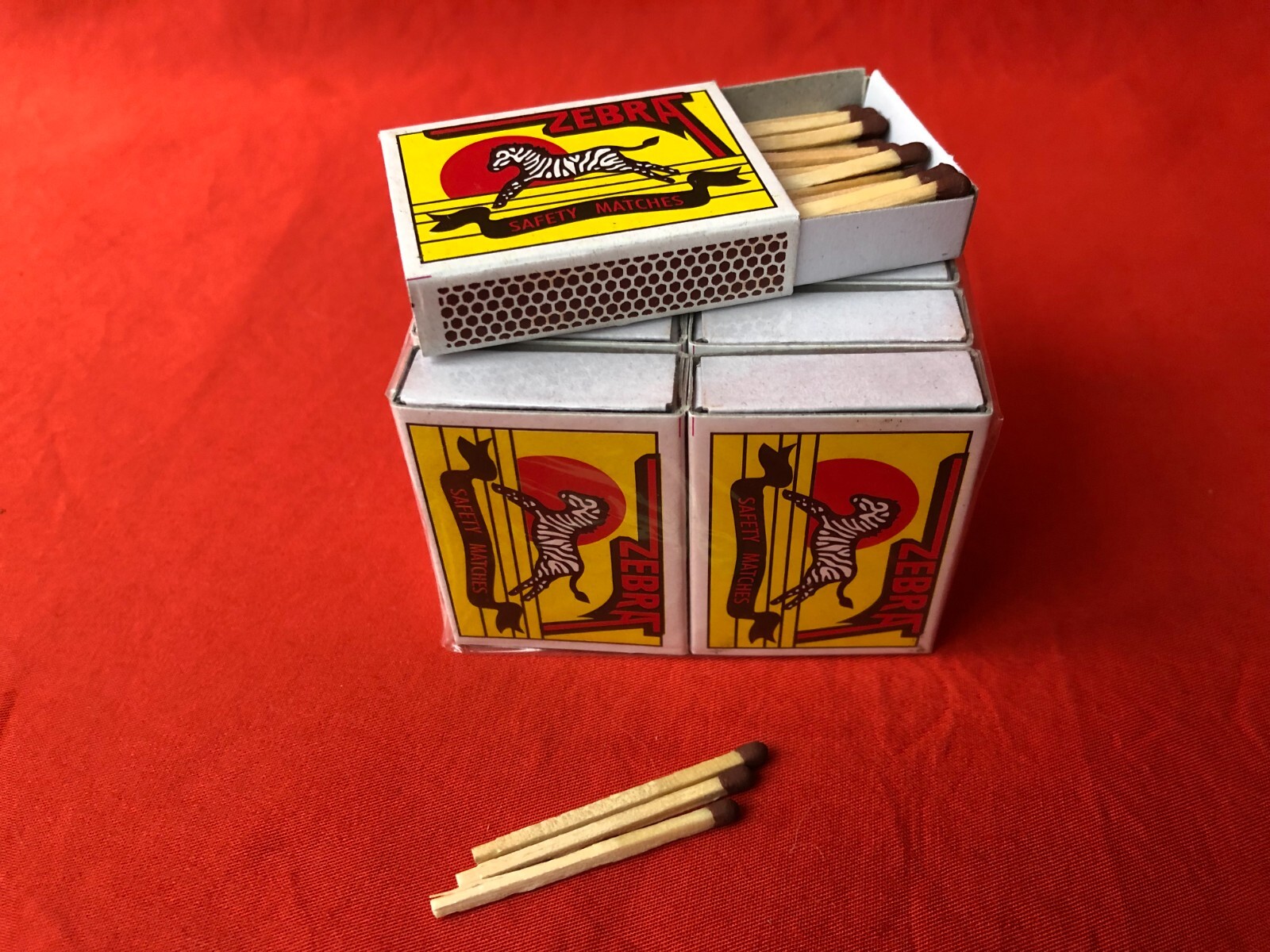 ZEBRA SAFETY MATCHES BOX OF 10 MATCHES WITH NO STICKS – EMPTY BOXES