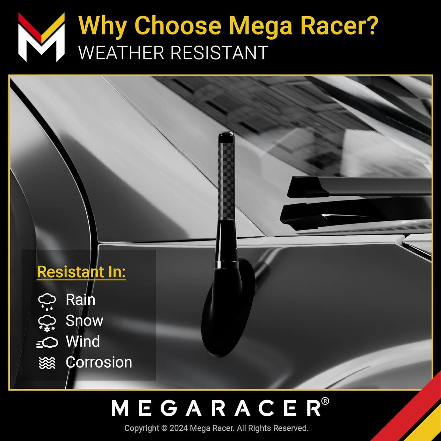 Black Carbon Fiber Antenna for Truck, Car, SUV – 3 Inch Universal Fi