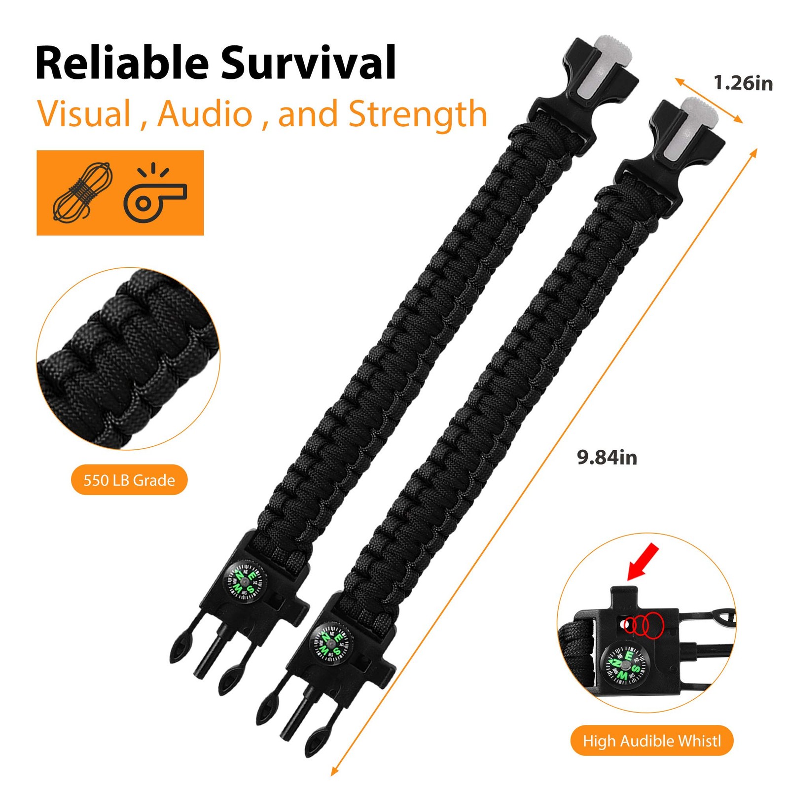Paracord Bracelets,Survival Bracelets for Men Paracord Tactical 5-in-1 Campin…