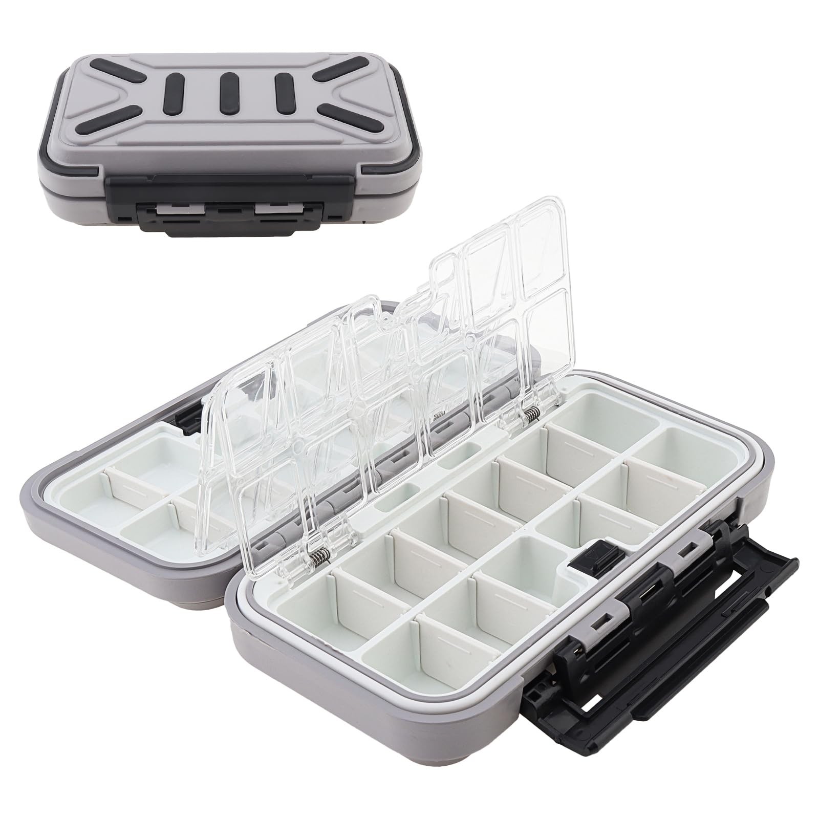 OriGlam Fishing Tackle Storage Box, Double 6.5 x 3.66 x 1.77 inches, Gray