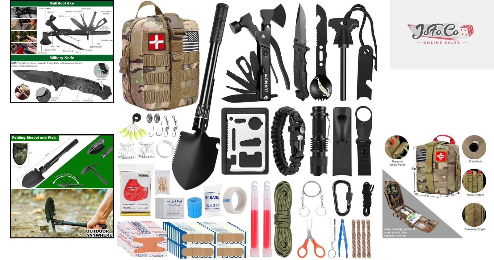 Comprehensive 142-Pcs Survival Toolkit with First Aid Essentials for Adventurers