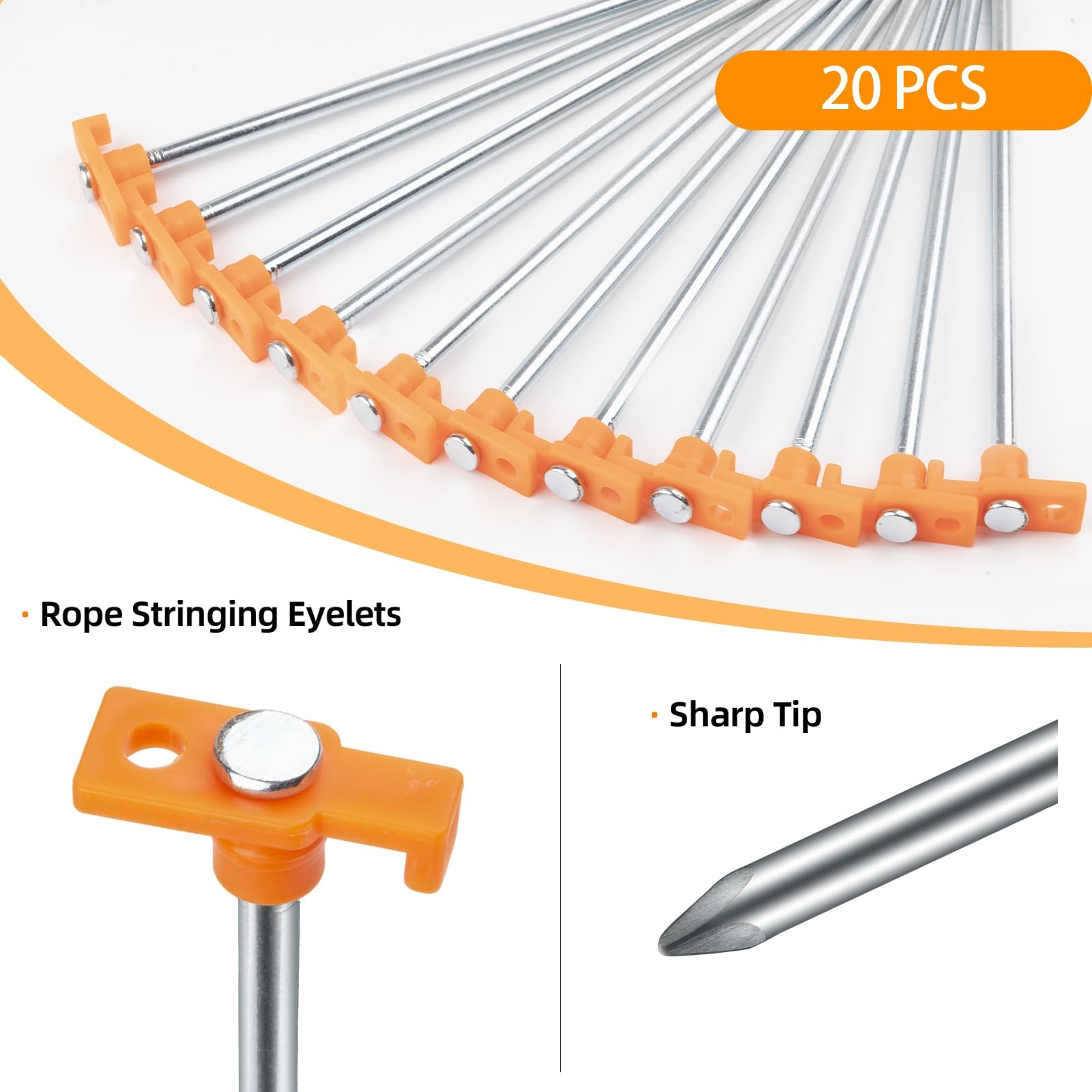 20 Pcs Tent Stakes with Camping Hammers,Avoforest 7.1 Inch Non-Rust black